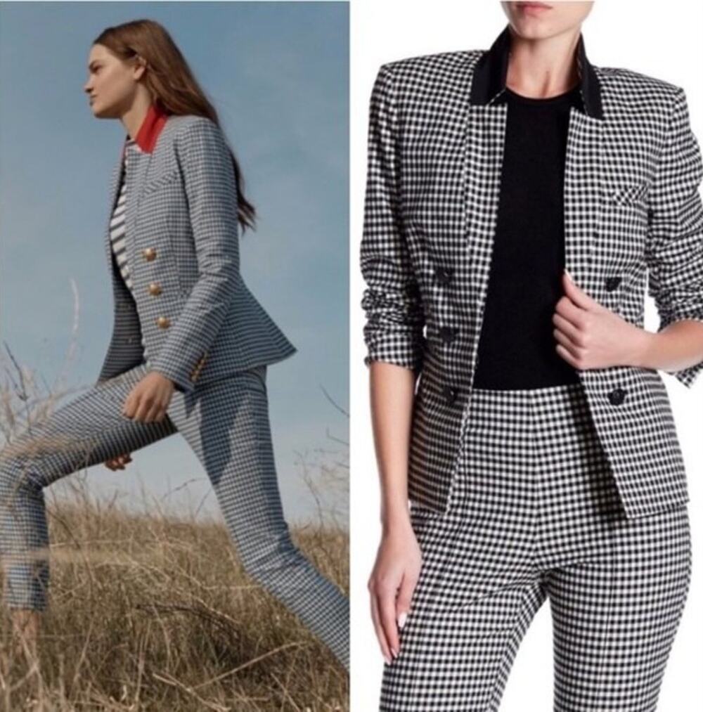 Veronica Beard Cottage Double Breasted Blazer in Gingham Size 2
